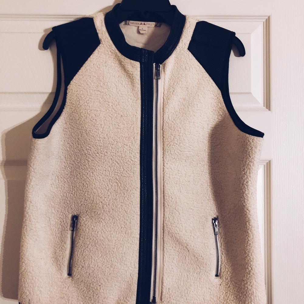 Chelsea & Violet Faux Leather and Fleece Vest